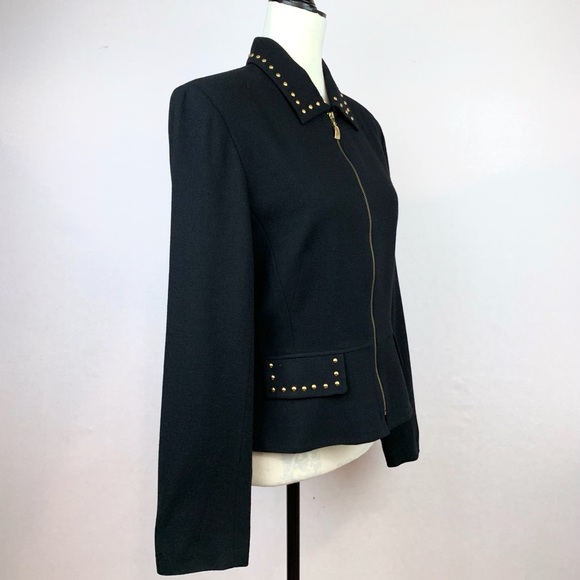 Cache Classic Zip Up Black Blazer Size 10 - Picture 4 of 11